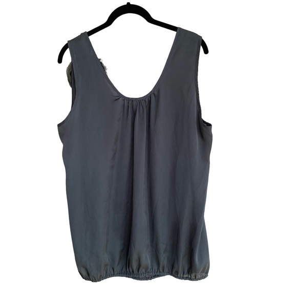 Lilly Lou Sleeveless Lightweight Blouse Raw Edge Fabric & Pearl Rosette G Size L - Picture 5 of 8